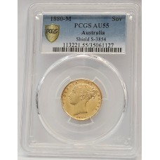 AUSTRALIA 1880 . ONE 1 SOVEREIGN . MELBOURNE . GOLD